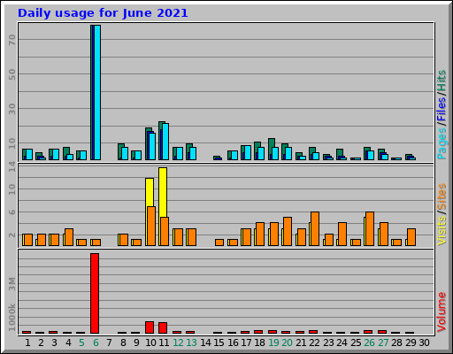 Daily usage for June 2021