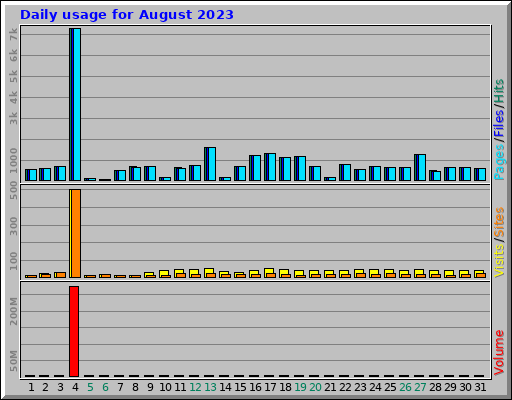 Daily usage for August 2023