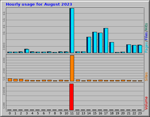 Hourly usage for August 2023